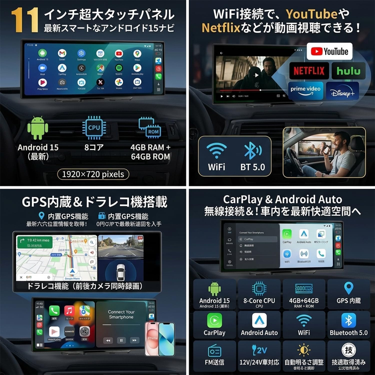 Amazon.co.jp: VANBAR ディスプレイオーディオ 11インチ Android 15